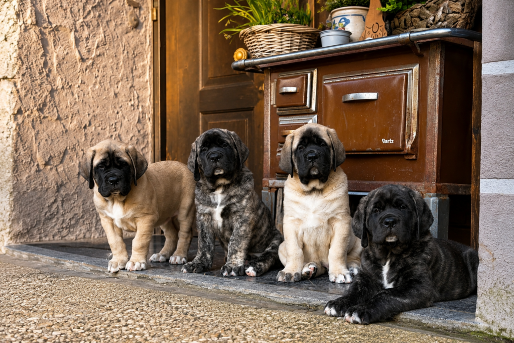 English Mastiff Welpen vor dem Haus in Hinzert-Pölert
