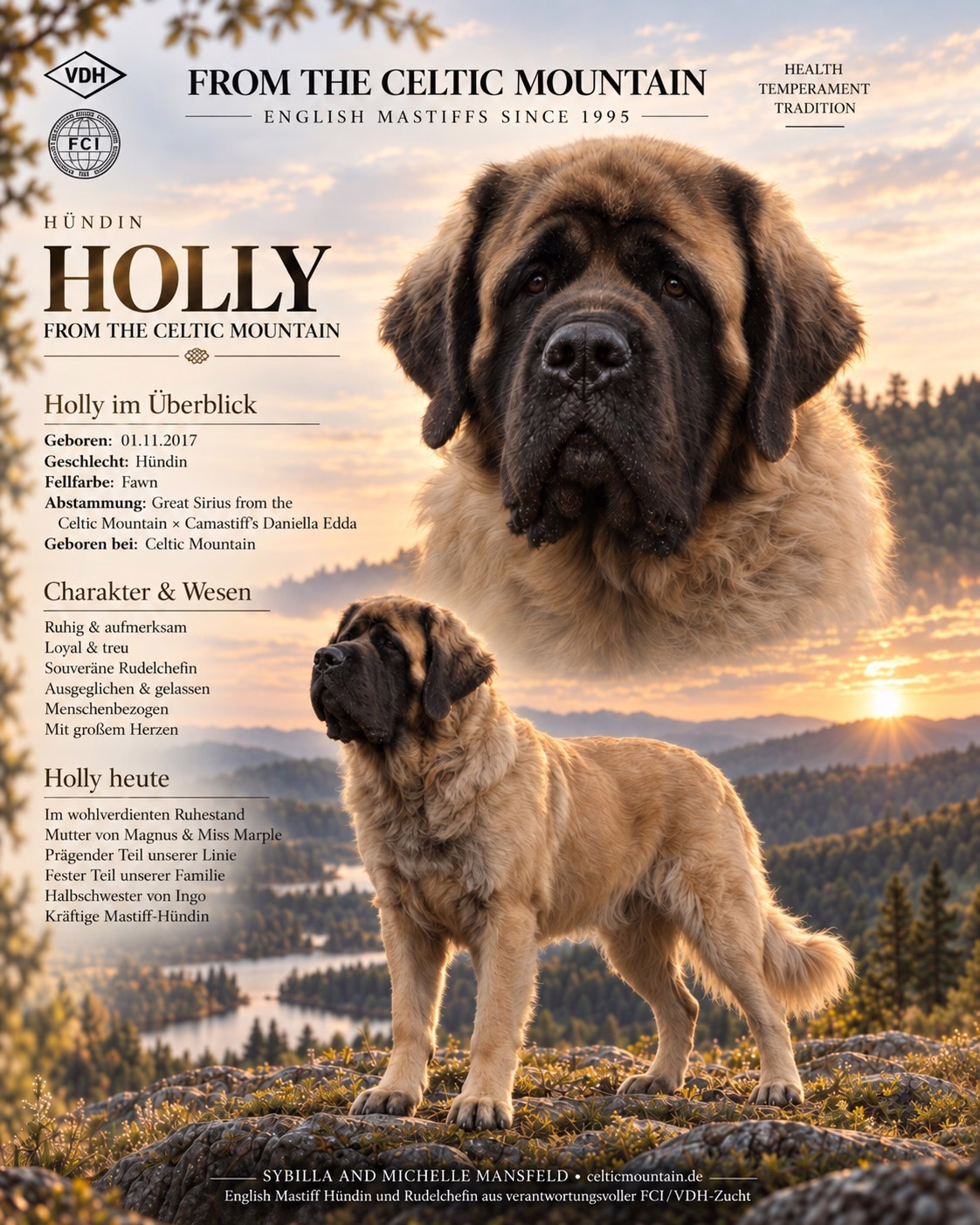Holly from the Celtic Mountain – English Mastiff Hündin aus eigener Zucht, Rudelchefin und Mutter von Magnus und Miss Marple