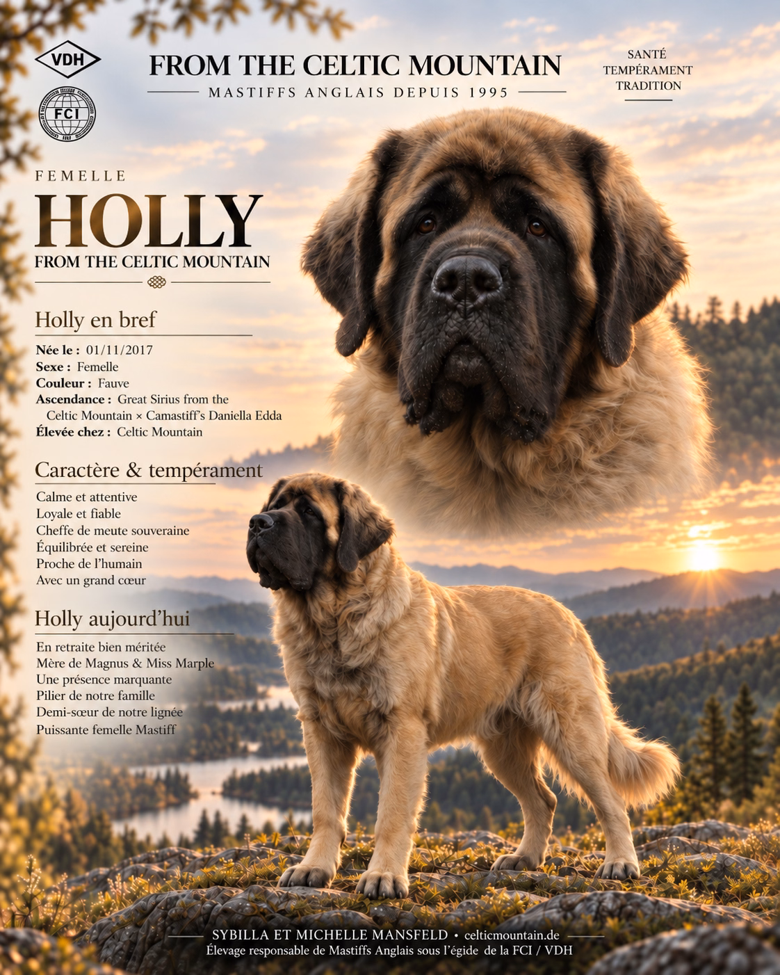 Profil de Holly from the Celtic Mountain, femelle Mastiff fauve